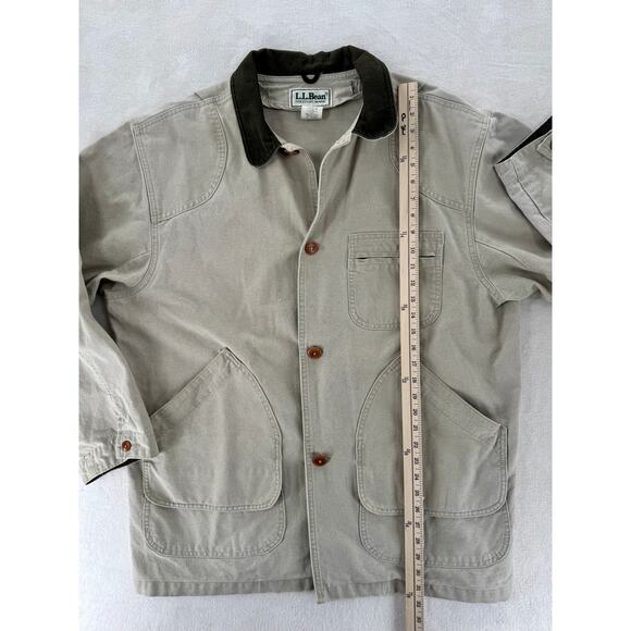 Vintage LL Bean Mens Barn Coat Chore Jacket Beige Tan Canvas Cotton Large 70-80s - Picture 7 of 7